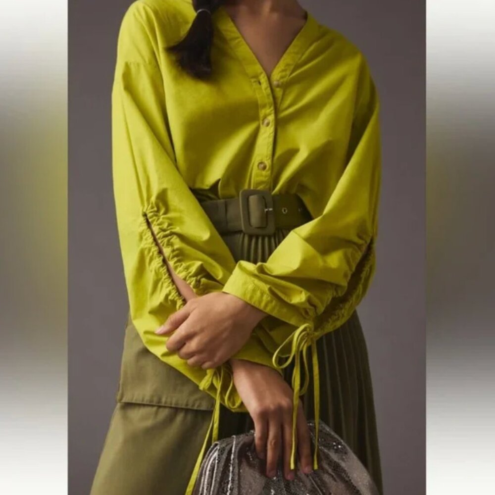 Anthropologie Pilcro Drawstring Poplin Blouse